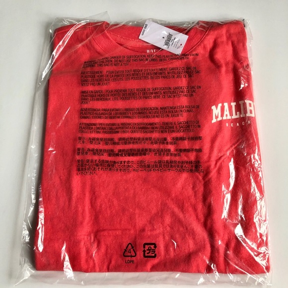 NEW GAP Malibu Beach Graphic T Shirt Short Sleeve Red Medium Teens Juniors Kids - Picture 3 of 13